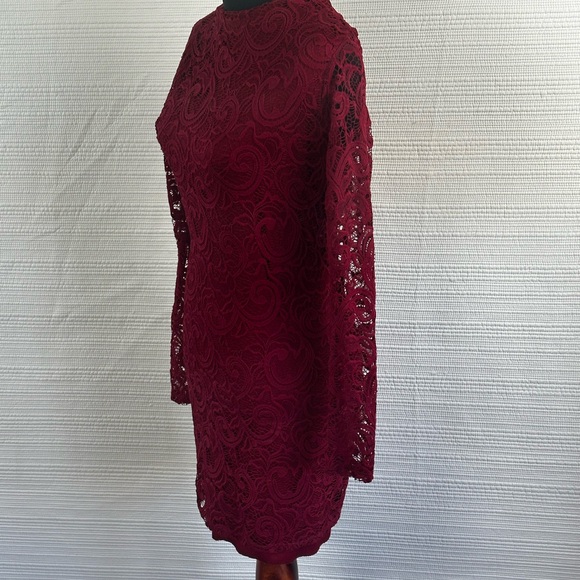 Windsor Burgundy Lace Bodycon Dress Romantic Elegant Holiday, Date Night SZ M - Picture 14 of 15